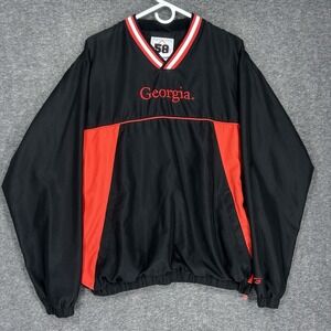 VTG Univerity of Georgia Bulldogs Pullover Mens M Black Windbreaker Jacket UGA